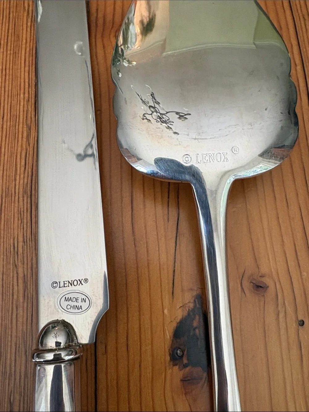 Lenox Silver plate Heart -Handle Cake Knife and Server Set